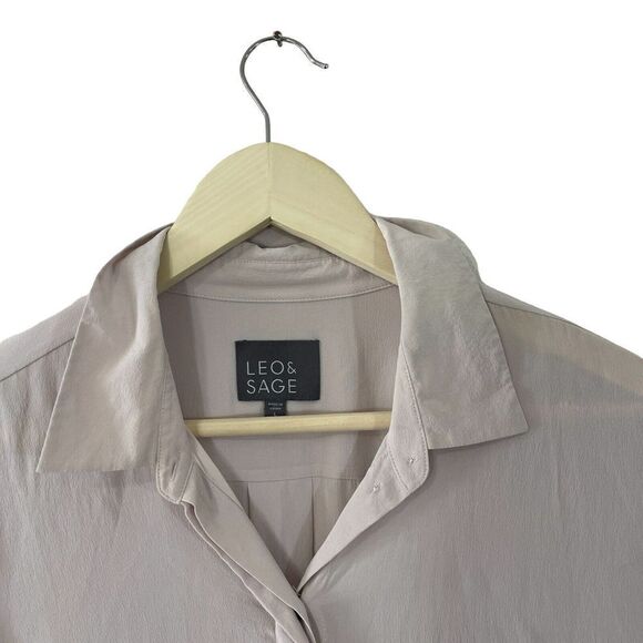 Leo & Sage Large Silk Blouse Tunic Button Front Long Sleeve Top Womens - Picture 5 of 14